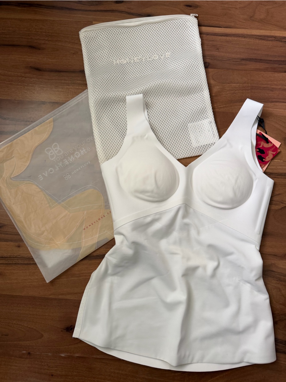 Honey Love LiftWear Tank - White Compression Shapewear - A Cup + Wash bag